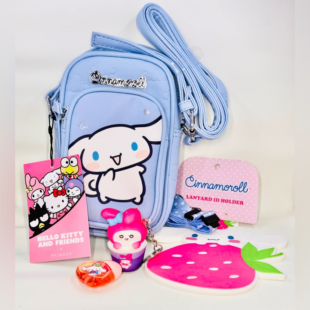 Primark Cinnamoroll Crossbody Bag & Lanyard, Keychain & Lipgloss Bundle NWT